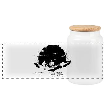 Cyclist Sketch - Panoramic Cookie Jar with Wooden Lid - white - Front