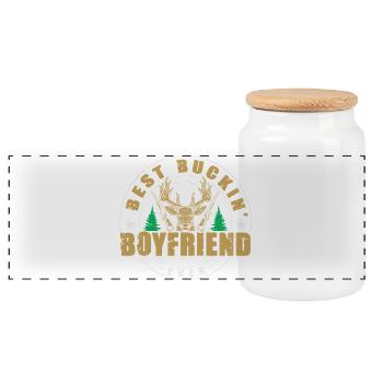 Hunter Friend Gifts Hunting Hunting Hunter Exam - Panoramic Cookie Jar with Wooden Lid - white - Front