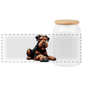 Airedale Terrier Airedales Airedale Lover - Boîte à biscuits avec couvercle en bois - blanc - Devant
