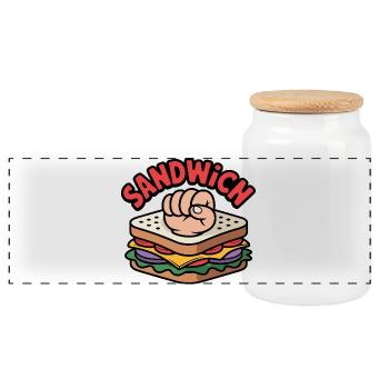 Knöchel Sandwich Lustiges Geschenk Chef Kämpfer - Panorama Keksdose mit Holzdeckel - Weiß - Vorne
