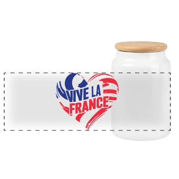 Coeur tricolore Vive La France - Boîte à biscuits avec couvercle en bois - blanc - Devant