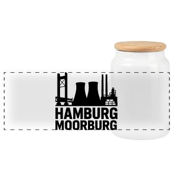 Moorburg Hamburg - Panorama Keksdose mit Holzdeckel - Weiß - Vorne