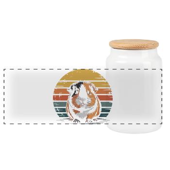 Meerschweinchen, süß - Panorama Keksdose mit Holzdeckel - Weiß - Vorne