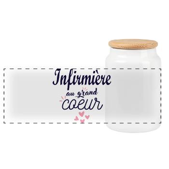 Cadeau infirmière personnalisé - super infirmière - Boîte à biscuits avec couvercle en bois - blanc - Devant