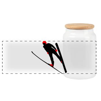 Ski jump - Panoramic Cookie Jar with Wooden Lid - white - Front