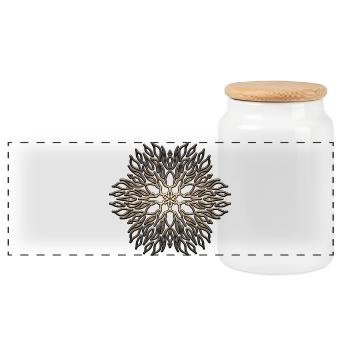 Mandala - Panoramic Cookie Jar with Wooden Lid - white - Front