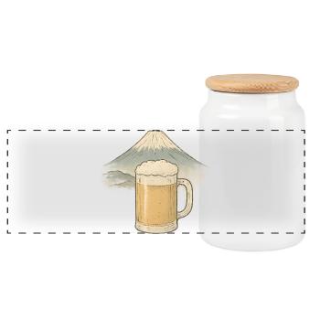 Bier am Berggipfel - Panorama Keksdose mit Holzdeckel - Weiß - Vorne