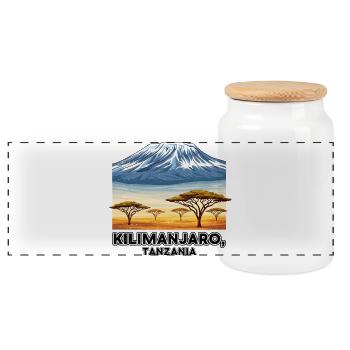 Kilimanjaro Tanzania Panorama - Panorama Keksdose mit Holzdeckel - Weiß - Vorne