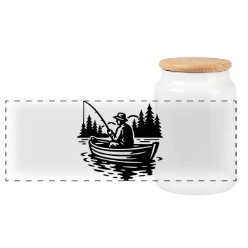 Pêche - Boîte à biscuits avec couvercle en bois - blanc - Devant