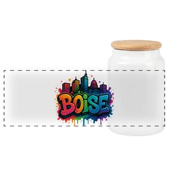 Boise Graffiti Skyline - Panorama Keksdose mit Holzdeckel - Weiß - Vorne