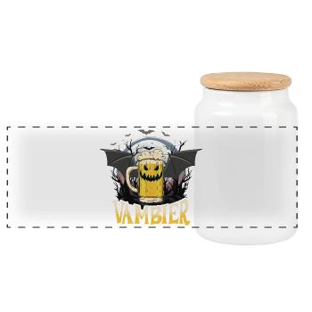 Vambier Vampir Bier Halloween Party Lustig Kostüm - Panorama Keksdose mit Holzdeckel - Weiß - Vorne