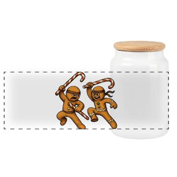 Christmas gingerbread men - Panoramic Cookie Jar with Wooden Lid - white - Front