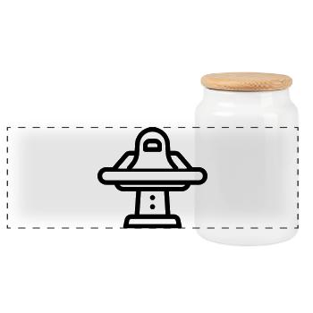 station spatiale - Boîte à biscuits avec couvercle en bois - blanc - Devant