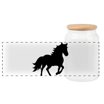 Chevaux Silhouettes T-shirt Cadeau Cavalier - Boîte à biscuits avec couvercle en bois - blanc - Devant
