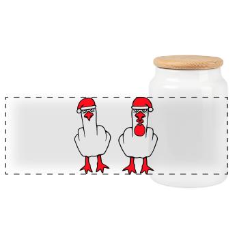 2 Seagulls Finger Insult Équipe de Noël - Boîte à biscuits avec couvercle en bois - blanc - Devant