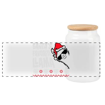 Les lunettes de soleil Llama Cool Side préférées du Père Noël - Boîte à biscuits avec couvercle en bois - blanc - Devant