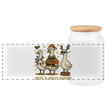 Noël juste une oie joyeuse drôle - Boîte à biscuits avec couvercle en bois - blanc - Devant