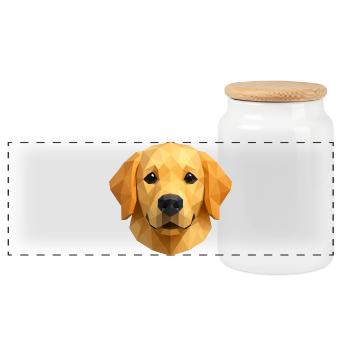 Polygon Golden Retriever Geometric Dog Design - Panoramic Cookie Jar with Wooden Lid - white - Front
