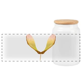 Delicate maple seed – autumnal nature motif - Panoramic Cookie Jar with Wooden Lid - white - Front
