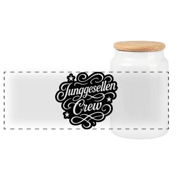 Junggesellen Crew - Panorama Keksdose mit Holzdeckel - Weiß - Vorne