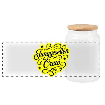Junggesellen Crew - Panorama Keksdose mit Holzdeckel - Weiß - Vorne