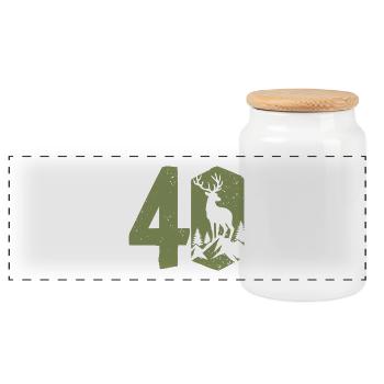 Hunter 40th Birthday Hunting 40 Years Number Deer - Panoramic Cookie Jar with Wooden Lid - white - Front