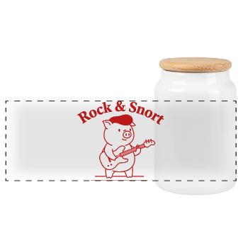 Rock & Snort Pig Guitar - Panorama Keksdose mit Holzdeckel - Weiß - Vorne