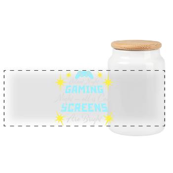 Nuit silencieuse Nuit de jeu Tous les écrans calmes Lumineux - Boîte à biscuits avec couvercle en bois - blanc - Devant