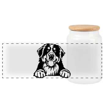 Tête de chien de montagne bernois - Boîte à biscuits avec couvercle en bois - blanc - Devant