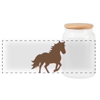 Horse Silhouettes Gift Rider - Panoramic Cookie Jar with Wooden Lid - white - Front