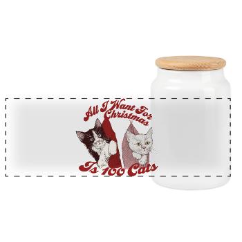TOUT CE QUE JE VEUX POUR NOËL, C’EST 100 CHATS - Boîte à biscuits avec couvercle en bois - blanc - Devant