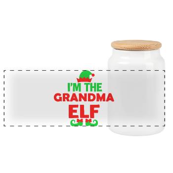 Oma Elf Weihnachtsstimmung - Panorama Keksdose mit Holzdeckel - Weiß - Vorne