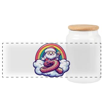 Serpent Cobra Père Noël - Boîte à biscuits avec couvercle en bois - blanc - Devant