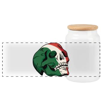 Illustration du drapeau italien du crâne - Boîte à biscuits avec couvercle en bois - blanc - Devant