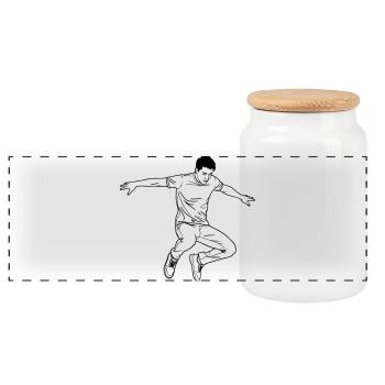 Dancing Man Line Art - Panoramic Cookie Jar with Wooden Lid - white - Front