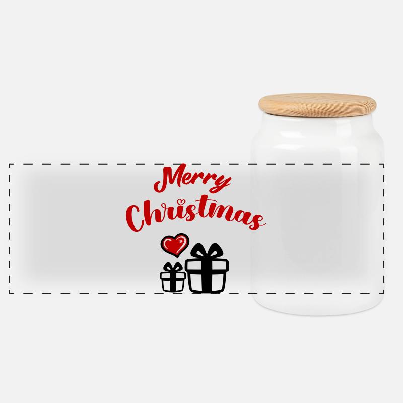 Joyeux Noël - Boîte à biscuits avec couvercle en bois - blanc