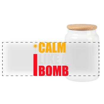 Calme comme une bombe Paradoxe Ironie Humour Blague explosive - Boîte à biscuits avec couvercle en bois - blanc - Devant