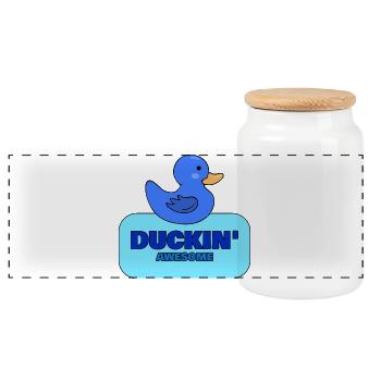 Duckin' Awesome Blue Duck Design - Panorama Keksdose mit Holzdeckel - Weiß - Vorne
