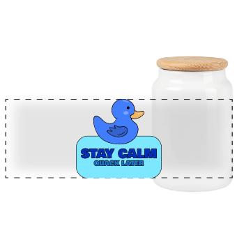 Bleib ruhig, quakt später – Blue Duck Design - Panorama Keksdose mit Holzdeckel - Weiß - Vorne