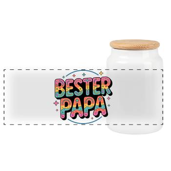 Bester papa - Panorama Keksdose mit Holzdeckel - Weiß - Vorne