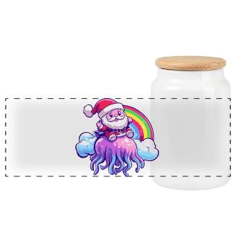 Méduse Père Noël - Boîte à biscuits avec couvercle en bois - blanc - Devant