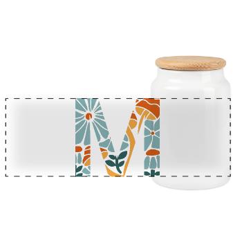 Letter m flowers groovy gift idea - Panoramic Cookie Jar with Wooden Lid - white - Front
