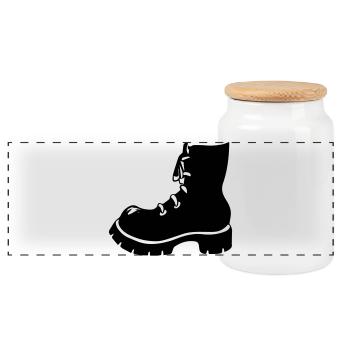 Punk Shoe Boots - Panoramic Cookie Jar with Wooden Lid - white - Front