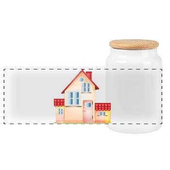 Colorful House – Friendly Home Motif - Panoramic Cookie Jar with Wooden Lid - white - Front