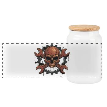 Skull Wrench – For real mechanic souls - Panoramic Cookie Jar with Wooden Lid - white - Front