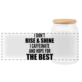 I Don't Rise And Shine - Panoramic Cookie Jar with Wooden Lid - white - Front