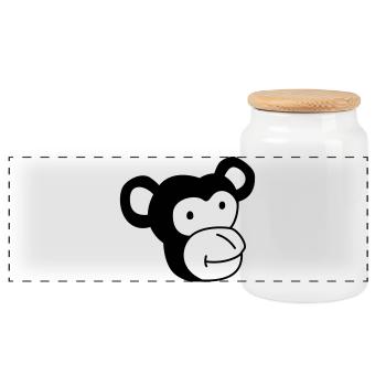 Singe mignon – Jungle & Animal Lover Design - Boîte à biscuits avec couvercle en bois - blanc - Devant