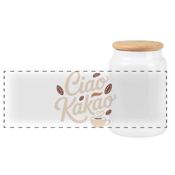 Ciao Cocoa Hot Chocolate Hot Chocolate Goodbye - Panoramic Cookie Jar with Wooden Lid - white - Front