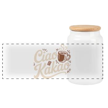 Ciao Cocoa Hot Chocolate Hot Chocolate Goodbye - Panoramic Cookie Jar with Wooden Lid - white - Front