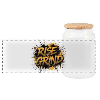 Rise & Grind Graffiti - Panoramic Cookie Jar with Wooden Lid - white - Front